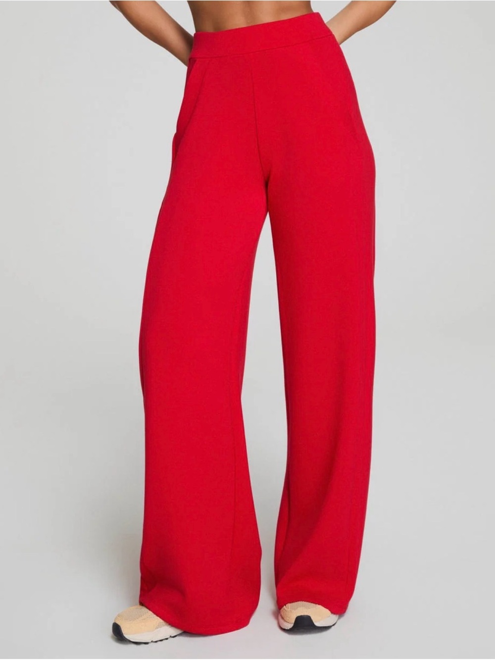SPANX Air Essentials Wide-Leg Track Pants in Red Size M